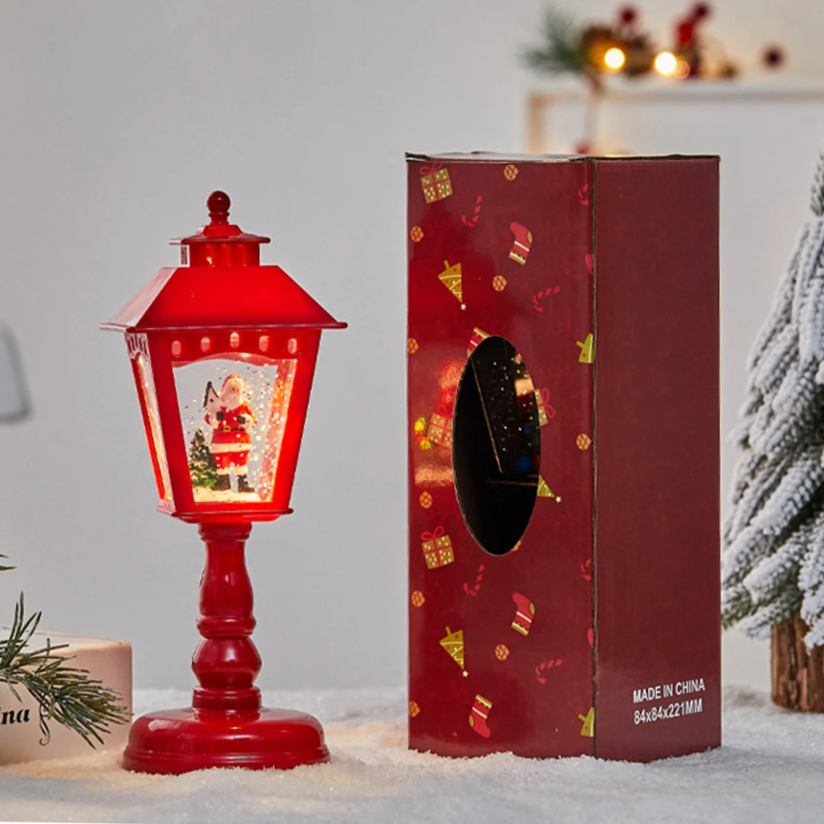 ABS Plastic Water Lantern for Christmas Party Family Gifts LED Music Snow Globe Tabletop Decor Santa Claus Ornament