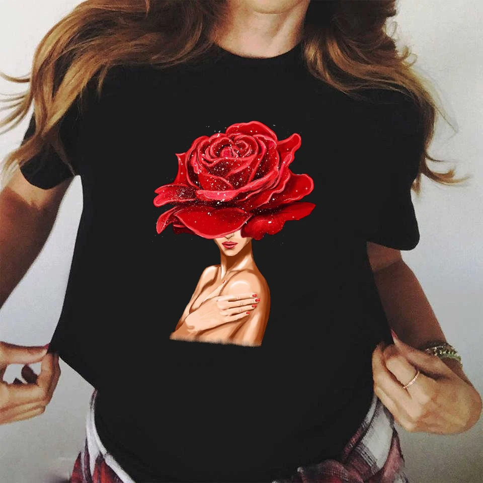 Mode Blume Grafik Frauen gedruckt T-Shirt neue T-Shirt Grafik T-Shirt niedlichen Frauen T-Shirt weibliche T-Shirt 90er Jahre Mädchen T-Shirt