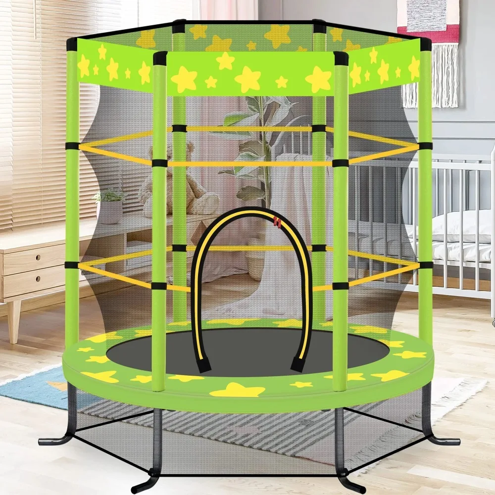 

55 Inch Kids Trampoline with Safety Net, 4.5 Feet Kids Indoor and Outdoor Trampoline