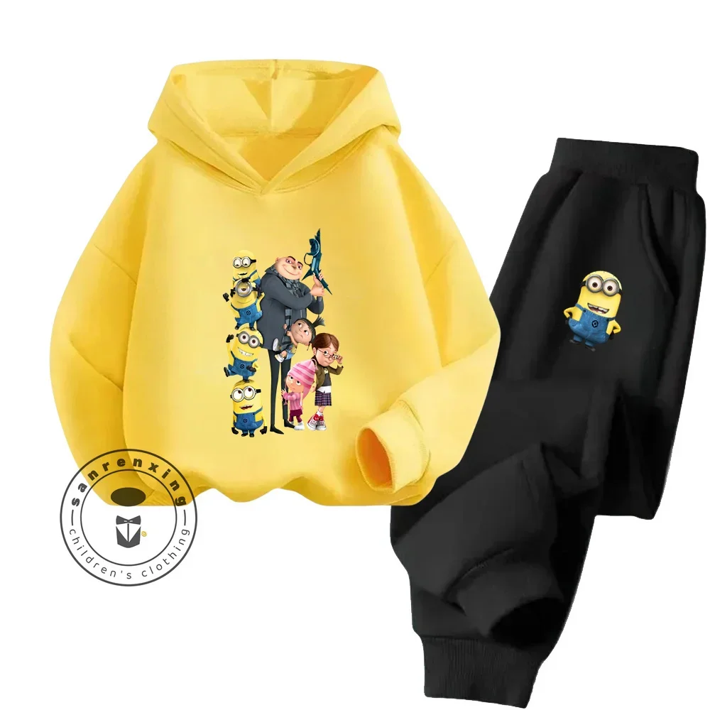 2024 accogliente carino Minions elegante abbigliamento da esterno per ragazzo alla moda ragazza perfetta per l\'autunno e l\'inverno calore felpa in