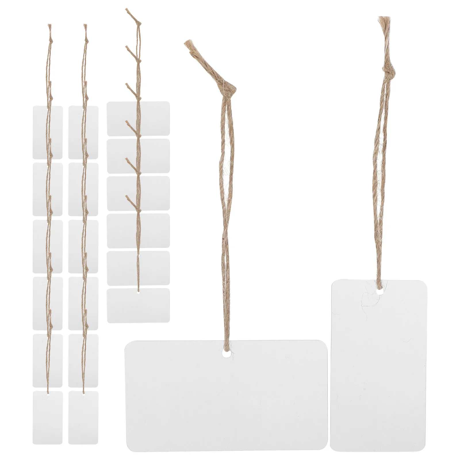 

20 set Acrylic Blanks Label Holders For Storage Bins With Rope Hanging Tags Clear Writable Organization Labels Kitchen Pantry