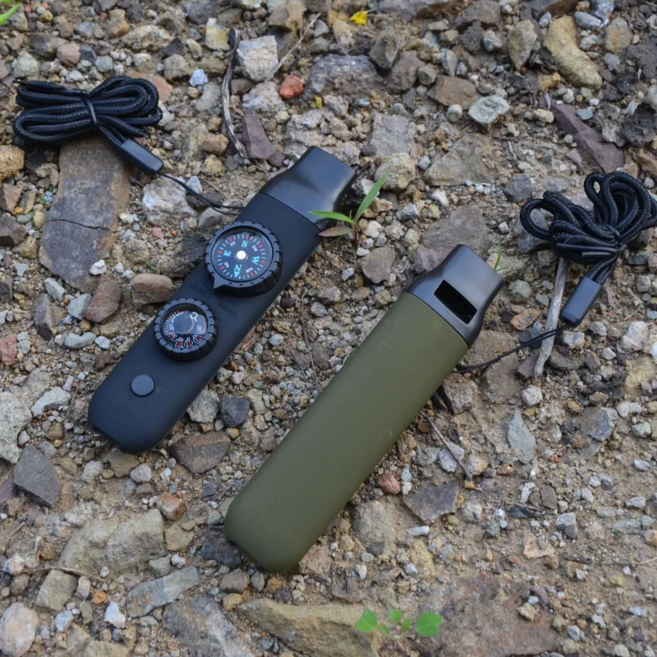 YCTAC 7-in-1 Multi-Function Tactical Whistle LED Light Thermometer Compass Survival Emergency Rescue Hiking Camping Hunting Gear