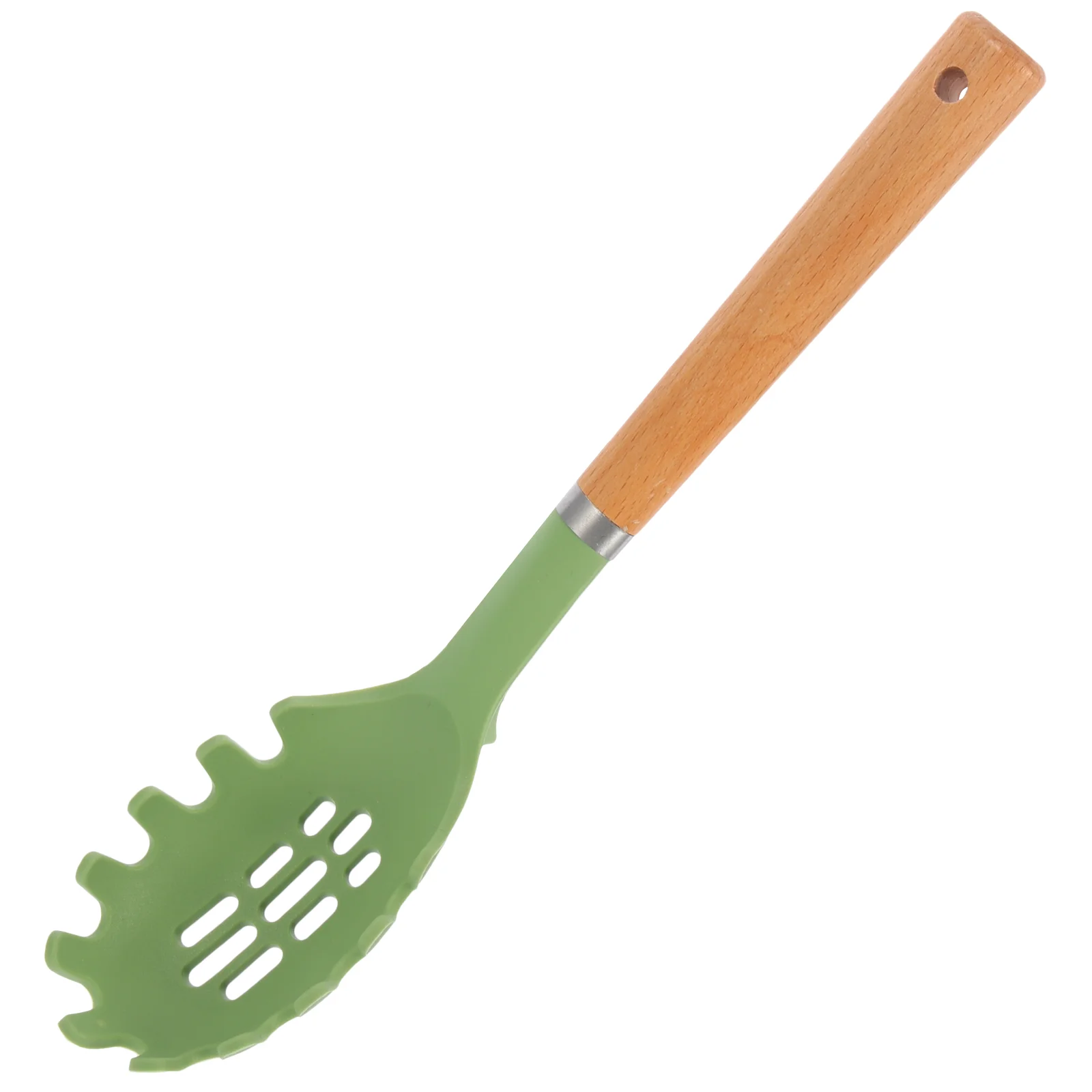 

Wooden Handle Silicone Noodle Serving Spoon Server Fork Spaghetti Pasta Ladle Stainless Steel Spoons Noodles