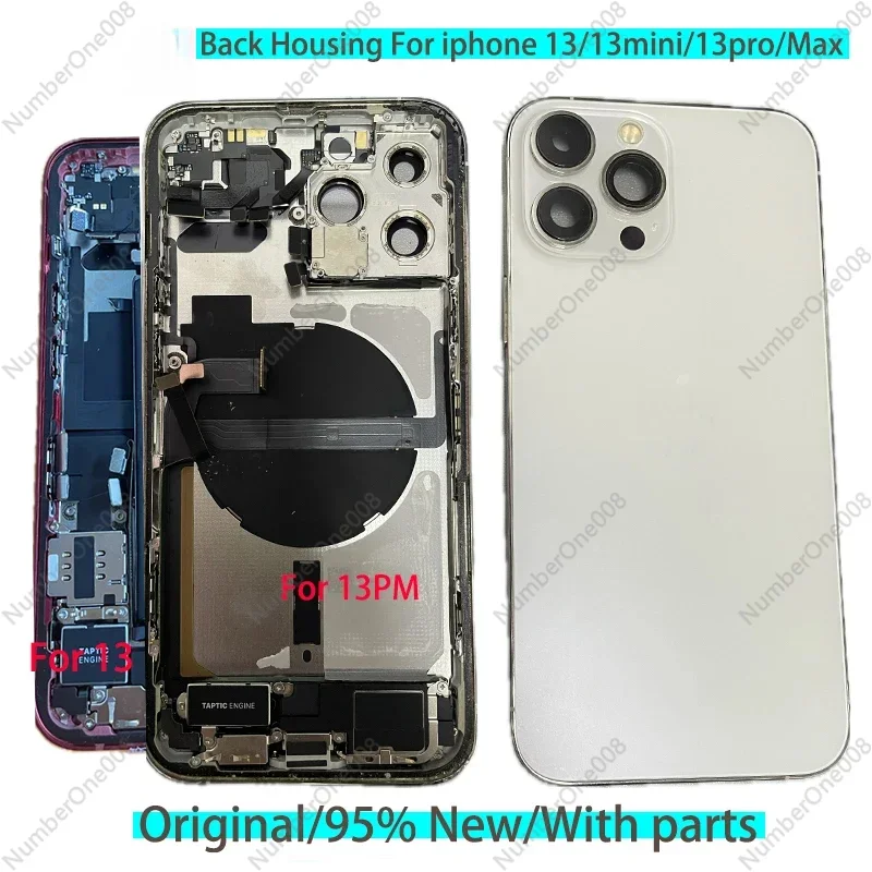 

Back Housing For iPhone 13 Pro Max/13 Mini Battery Rear Cover, Middle Frame Replacement, Rear Door with Full Assembly SIM Tray