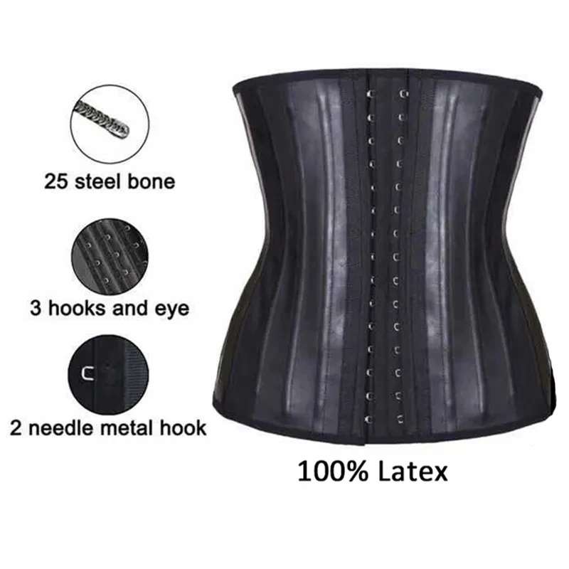 Latex Waist Trainer Corset Women Belly Slimming Belt Body Shaper 25 Steel Boned Waist Cincher Fajas Colombianas Shapewear