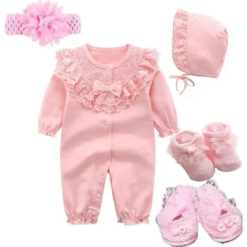 Traje rosa para niñas Lindo mono de chica con juego múltiple combinado Abrigo de estilo princesa rosa para niñas de 3 - 6 - 9 meses