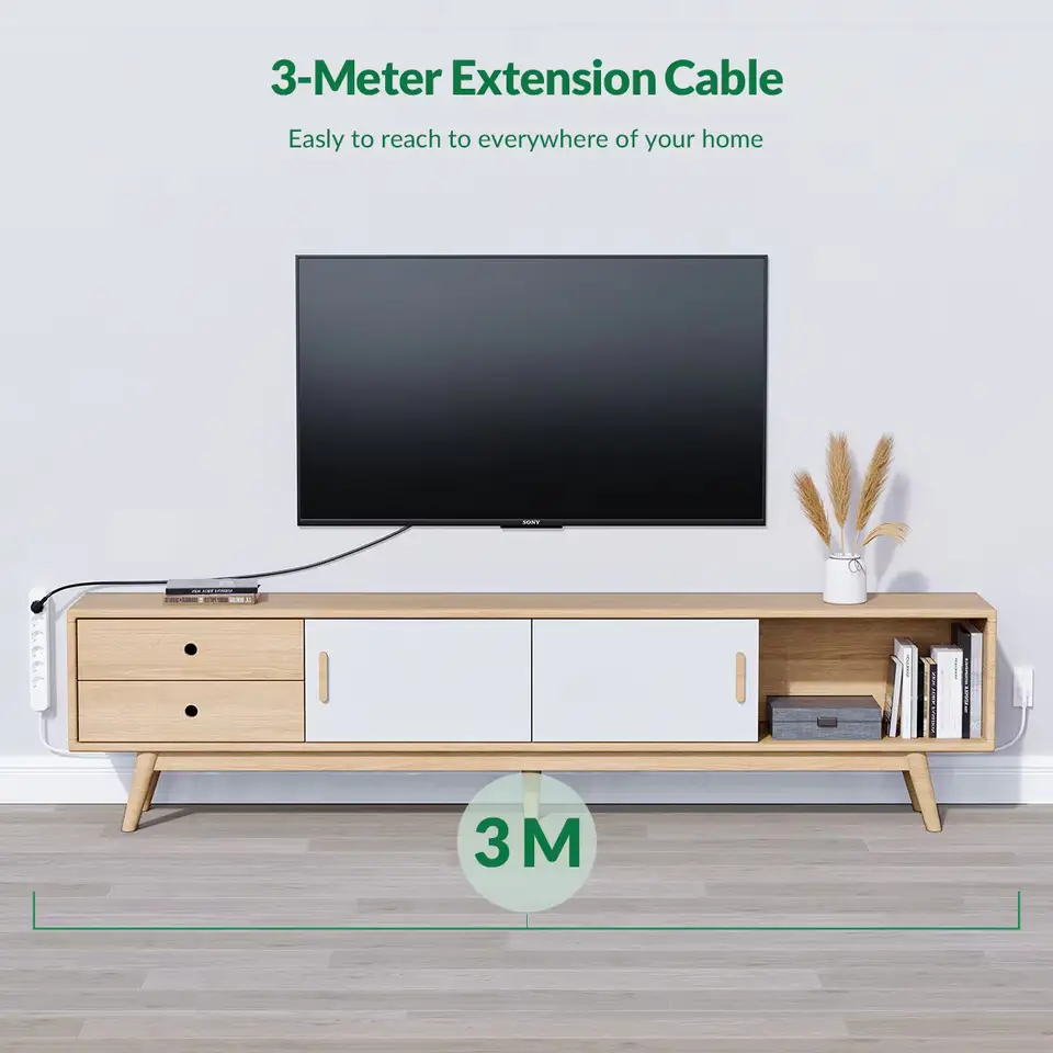 شريط طاقة ORICO 6AC بقوة 2500 واط مع كابل تمديد 3 أمتار ومقابس كهربائية متعددة مع واقي من ارتفاع التيار ومرشح شبكة - 3