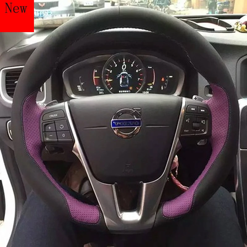 Customized Hand-Stitched Leather Suede Car Steering Wheel Cover for Volvo S90 Xc40 XC60 XC90 S60 V90 Car Accessories