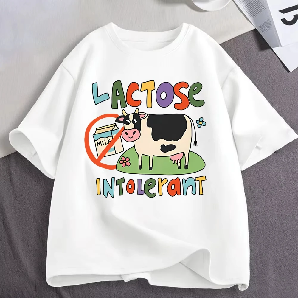 Lactose Intolerant Funny Meme T-Shirt Men Women Retro Fashion Short Sleeve T-shirts Cotton Casual Oversized T Shirts Streetwear