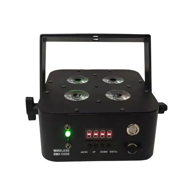 Luz LED RGBWA UV 6 en 1 de 4x18W con batería para almacén, luces elevadoras recargables inalámbricas DMX512 para fiestas de boda, haz de luz blanca