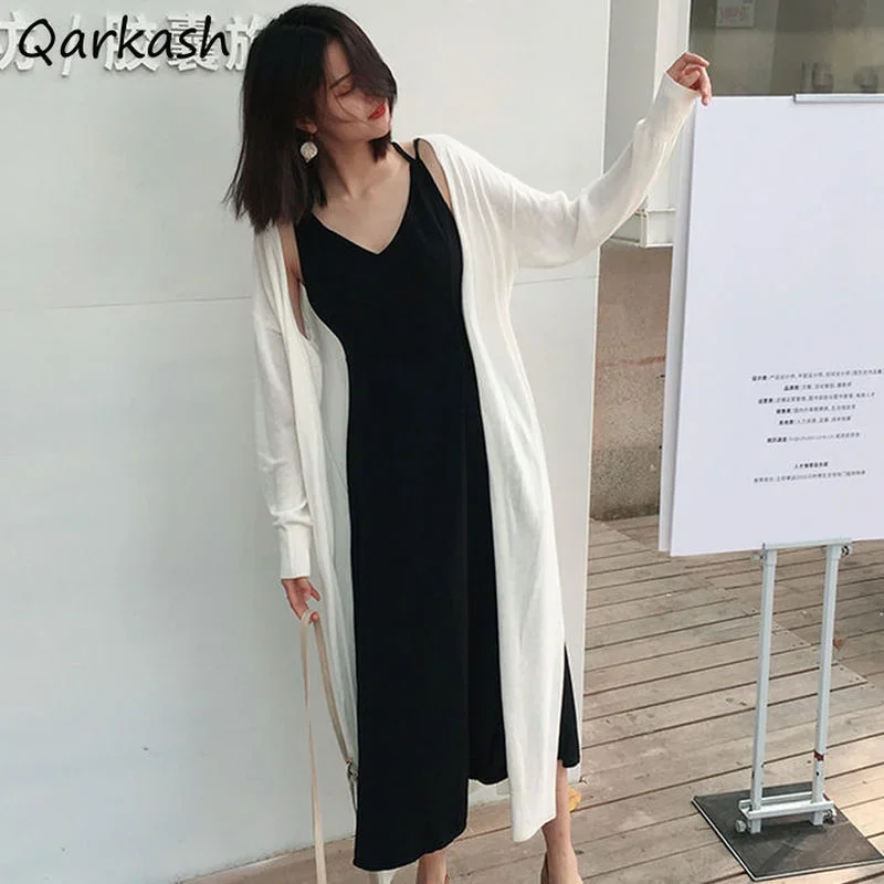 

Cardigan Women Solid Long Style Loose Elegant Vintage Tender Split Leisure All-match Feminine Classic Spring Sun-proof Popular