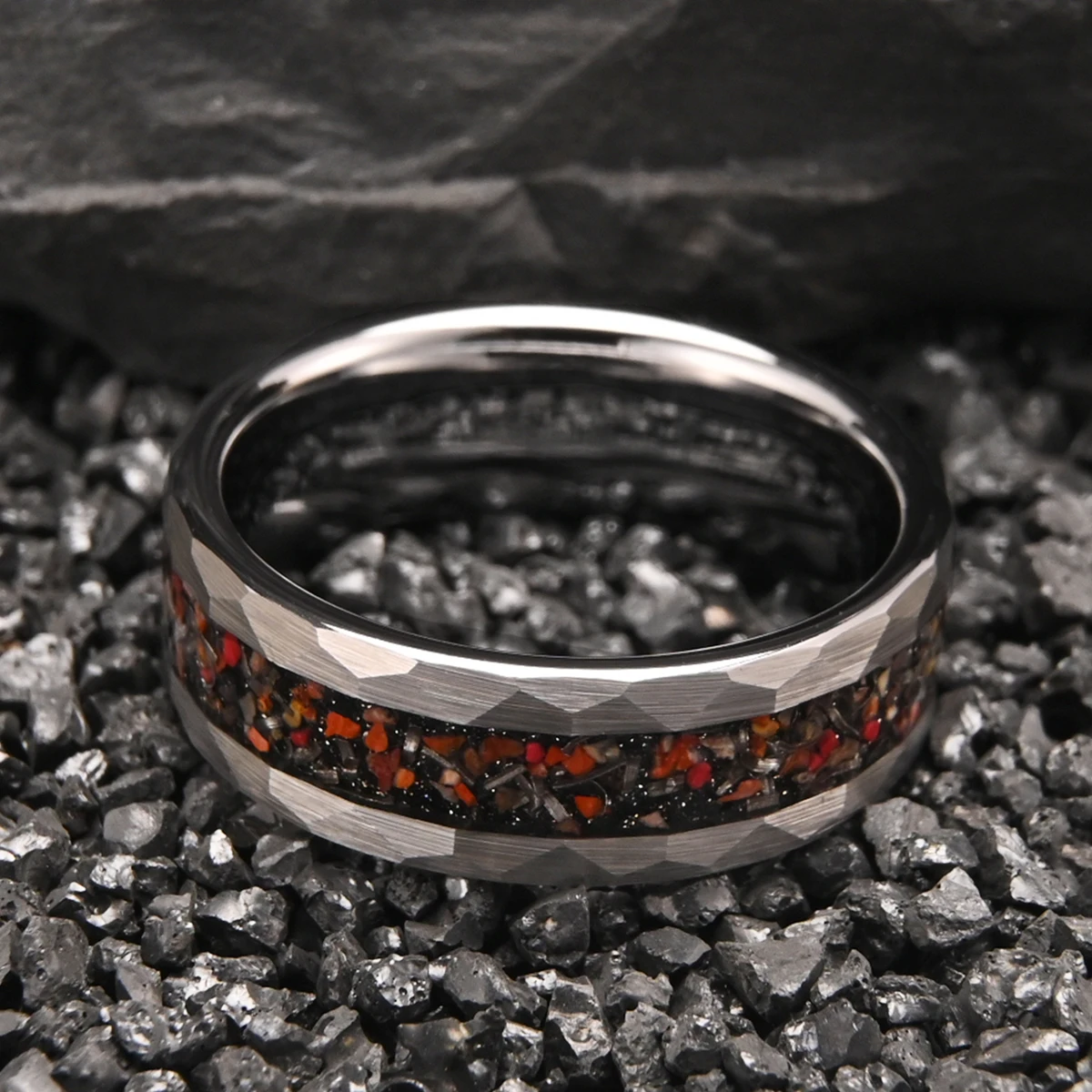 8mm Wolframkarbid-Verlobungsring für Herren, Punk-Ring, Herrenring, Paar-Ring, Dinosaurierknochen, Paar-Eheringe – Detail 8
