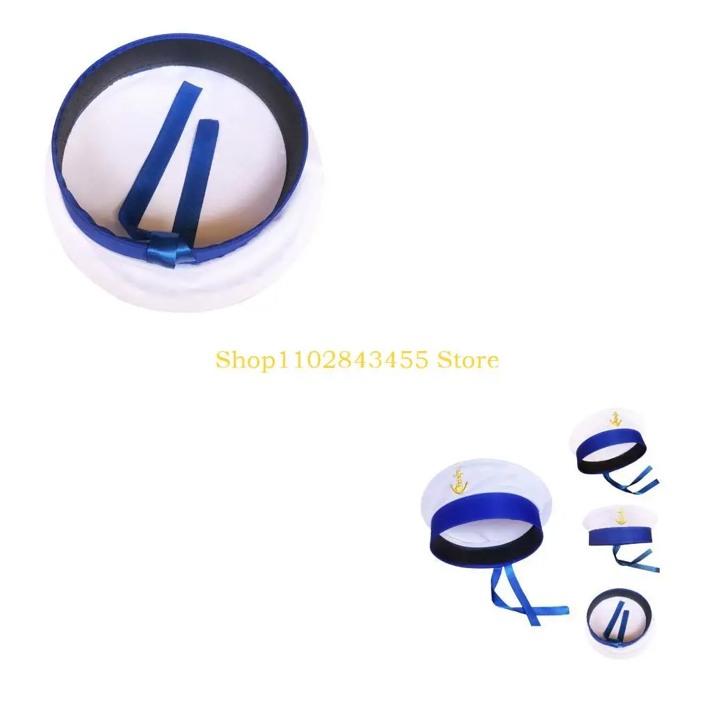 49MC Sailor Hat Sailor Captain Costume Sailor Cap Men Yacht Captain Hat Marine Hat Funny Party Hats Costume Accessories