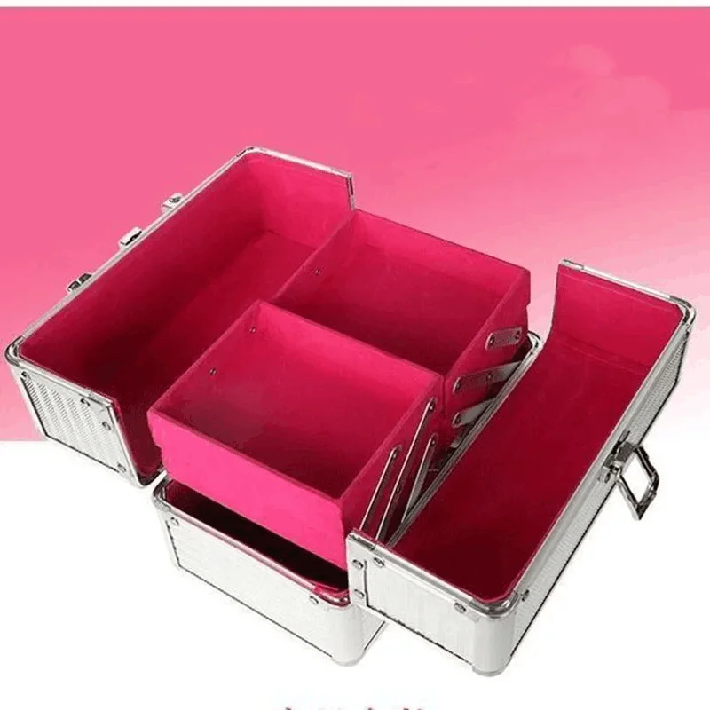 New Solid Color Aluminum Alloy Makeup Case Large Capacity Cosmetics Storage Box Go Outing Portable Makeup Tool Organizer Box