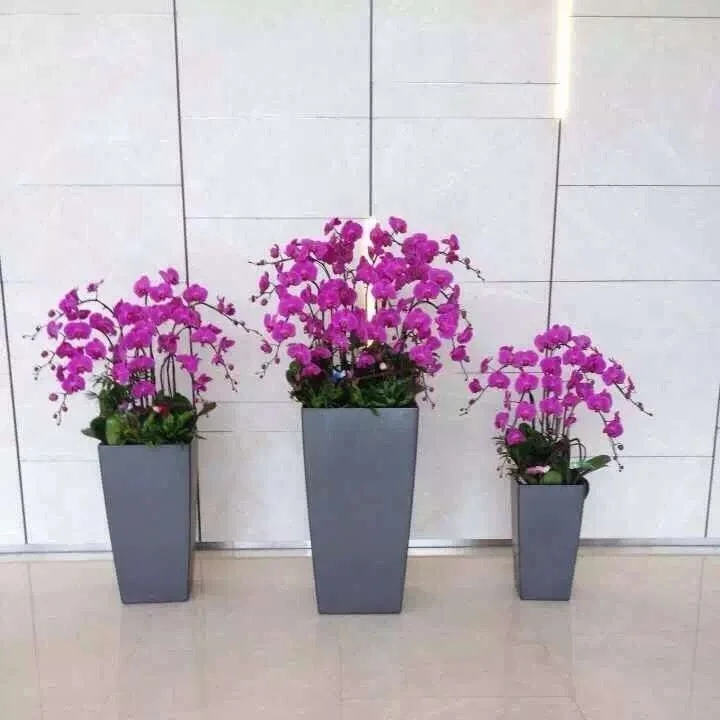 Hotel Home Floor Vertical Decor Large Square White Plastic Flower Pots Glazed Planter Hydroponics Pots