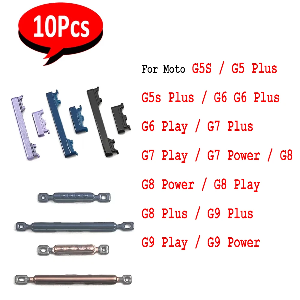 10 piezas, NUEVAS para Motorola Moto G4 G5 G5S G6 G7 Plus G8 Power G9 Play, piezas de repuesto para botón lateral de encendido y volumen