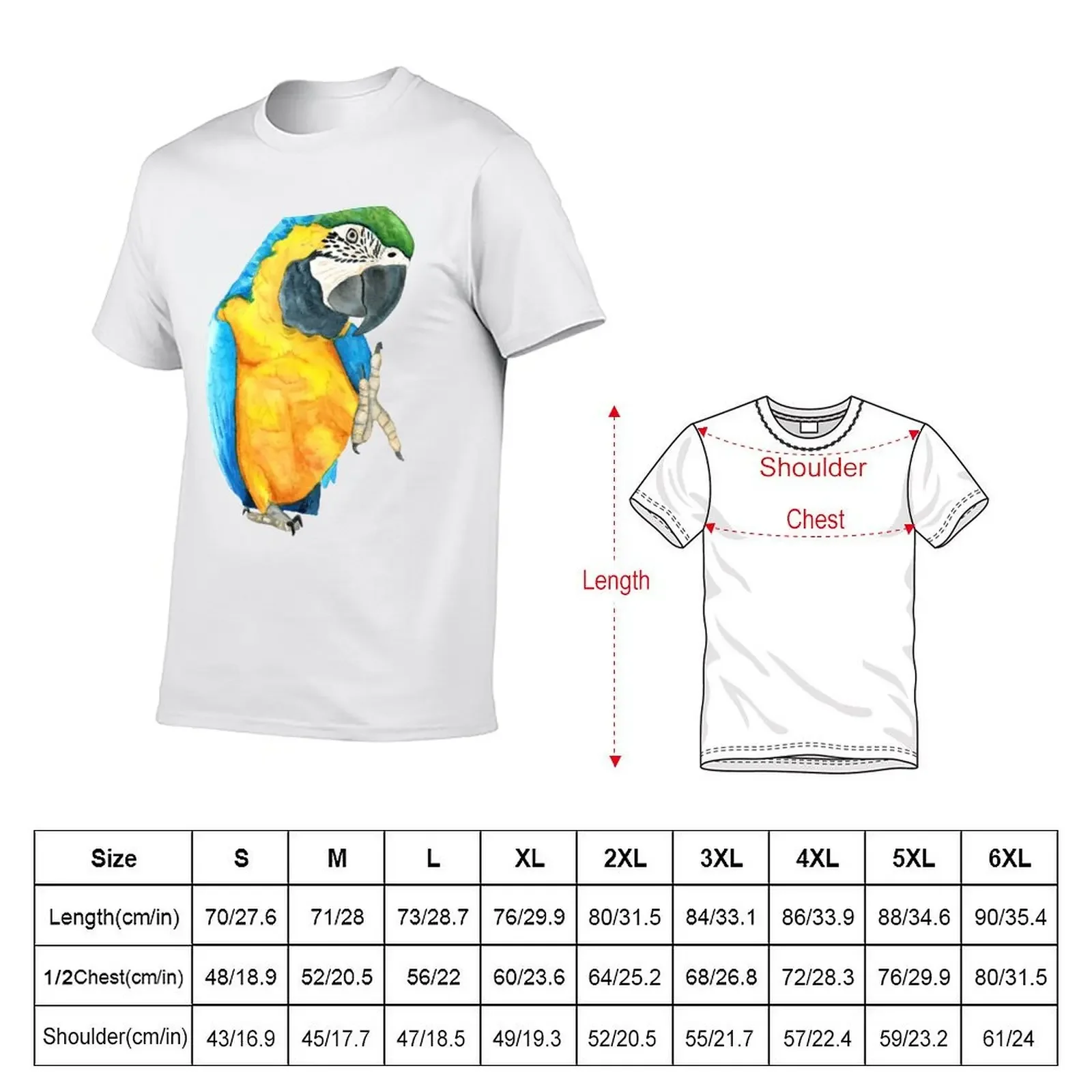 blue-and-gold macaw ara ararauna parrot watercolor n.2 T-shirt sublime aesthetic clothes anime t shirts for men