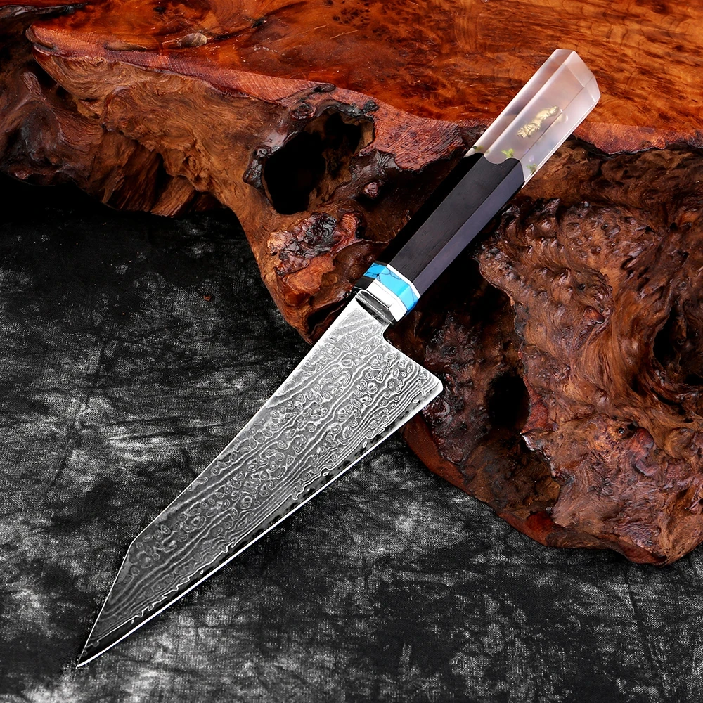 Premium Damascus Steel 5 inch Utility Knife Japan VG-10 Steel Restaurant Home Kitchen Utility Paring Knife Ergonomic Handle