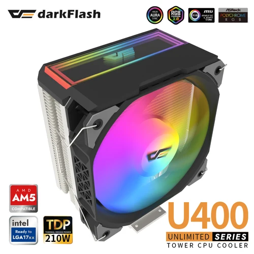 Darkflash U400 CPU 쿨러, 4 핀 PWM 4 히트 파이프, ARGB 120MM 선풍기 RGB 에어 쿨러, 인텔 LGA 115X 1200 1700 AMD AM5 AM4 라디에이터 
