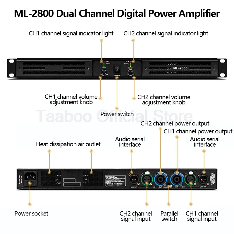 850 واط عالية الطاقة المهنية مكبر صوت 2/4 قناة الرقمية Hifi مضخم الصوت المتكلم KTV المرحلة المنزل مضخم الصوت