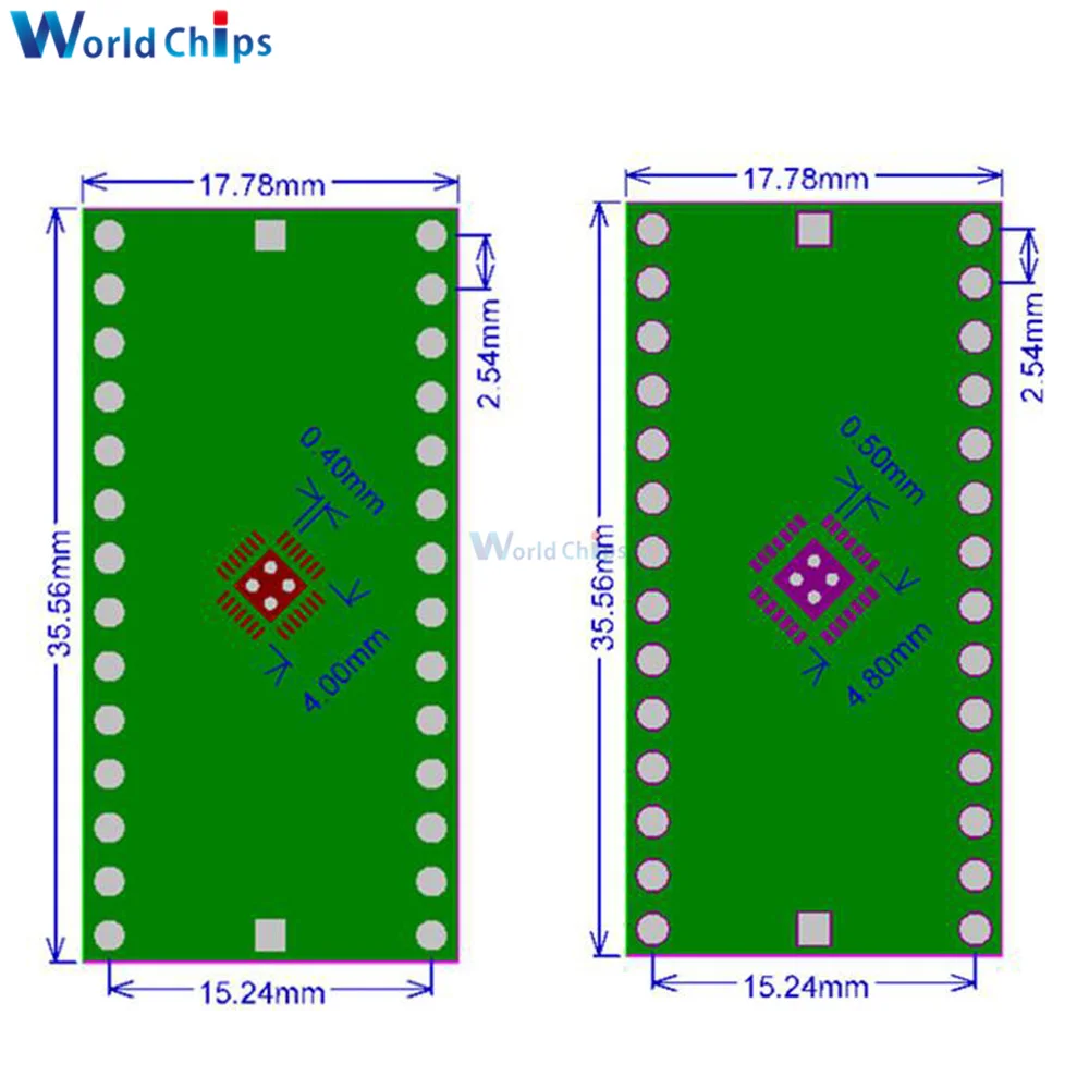 2 PCS/Lot QFN28 0.4mm 0.5mm to 2.54mm DIP Adapter PCB Board Converter