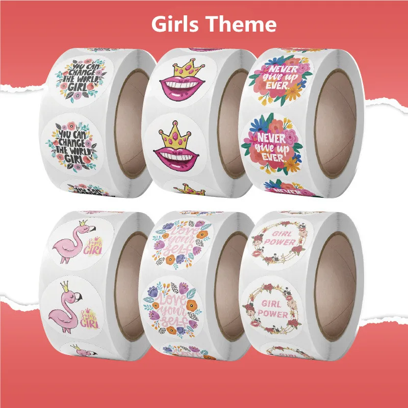 2023 Pretty Girl Theme Independent Women Inspirational Stickers Baby Shower Sealing Labels 1'' 500pcs for Wedding Gifts Decor