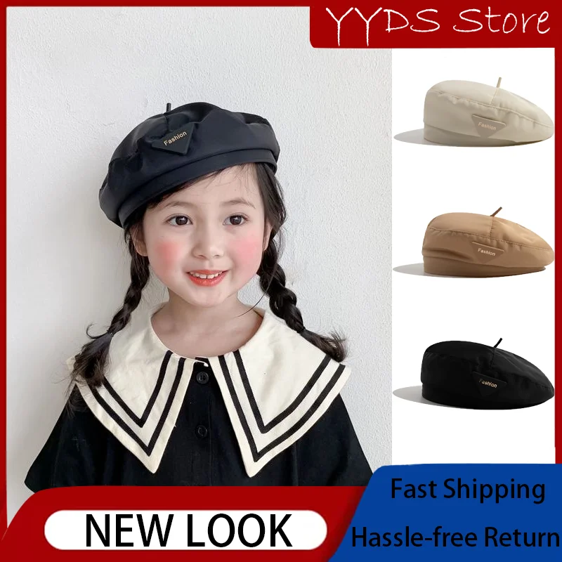 Kids Berets Vintage British Fashion Letter Triangle Berets Baby Boys and Girls Spring Thin Painter Hats