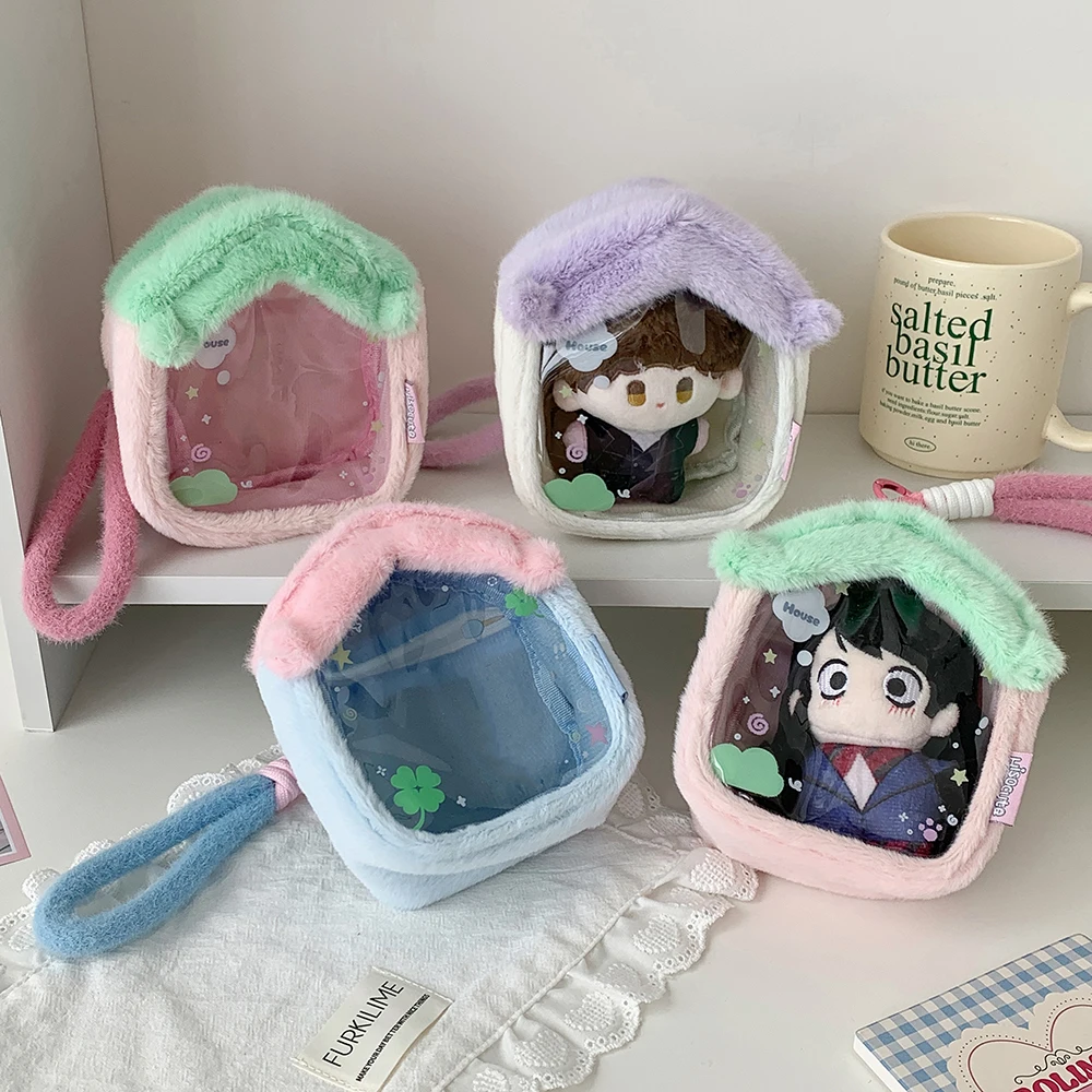 Kawaii Cartoon House Model Doll Storage Bag Handbag Cute Girl Crossbody Bag Pendant Figure Decoration Bag Wallet Makeup Bag Gift