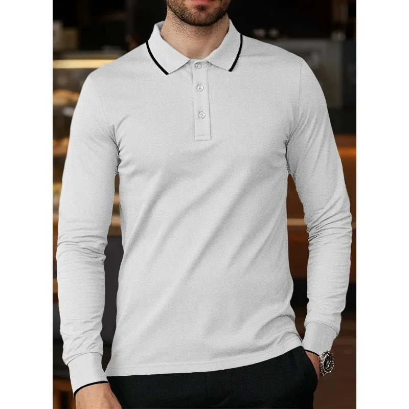 Cross-border European American Spring and Autumn Men's Lapel Solid Color Casual Top Outdoor Sports