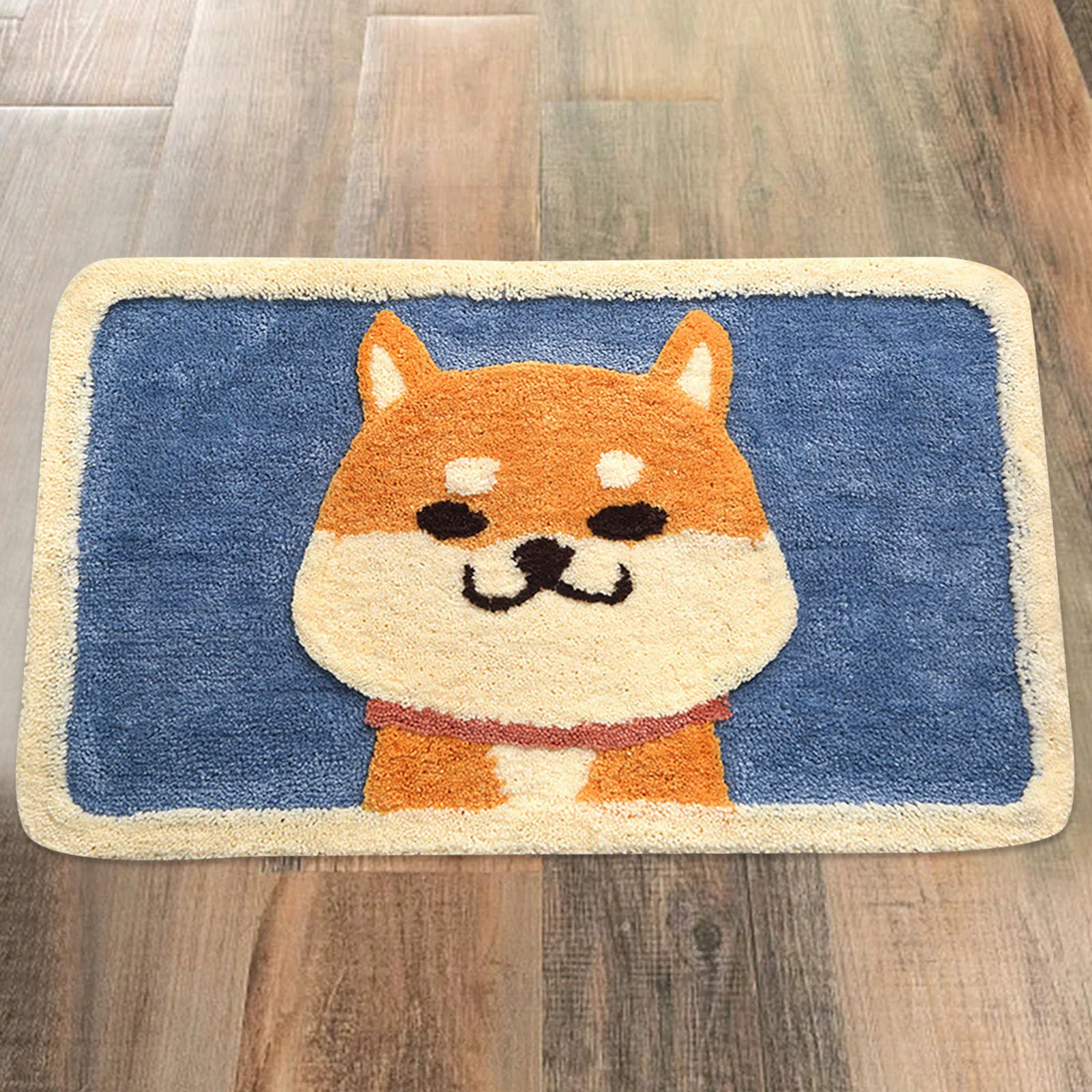 Cartoon Dog Flocking Carpet Floor Mat Home Bathroom Door Bathroom Non Slip Mat Absorbent Foot Pad Big Throw Blanket for Couch