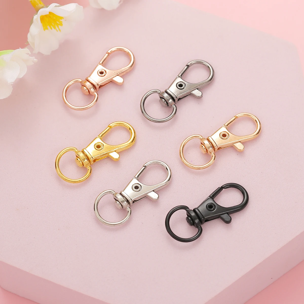 10/20Pcs Swivel Lobster Clasp Hooks Keychain Split Key Ring Connector for Bag Belt Dog Chains DIY Jewelry Making Findings