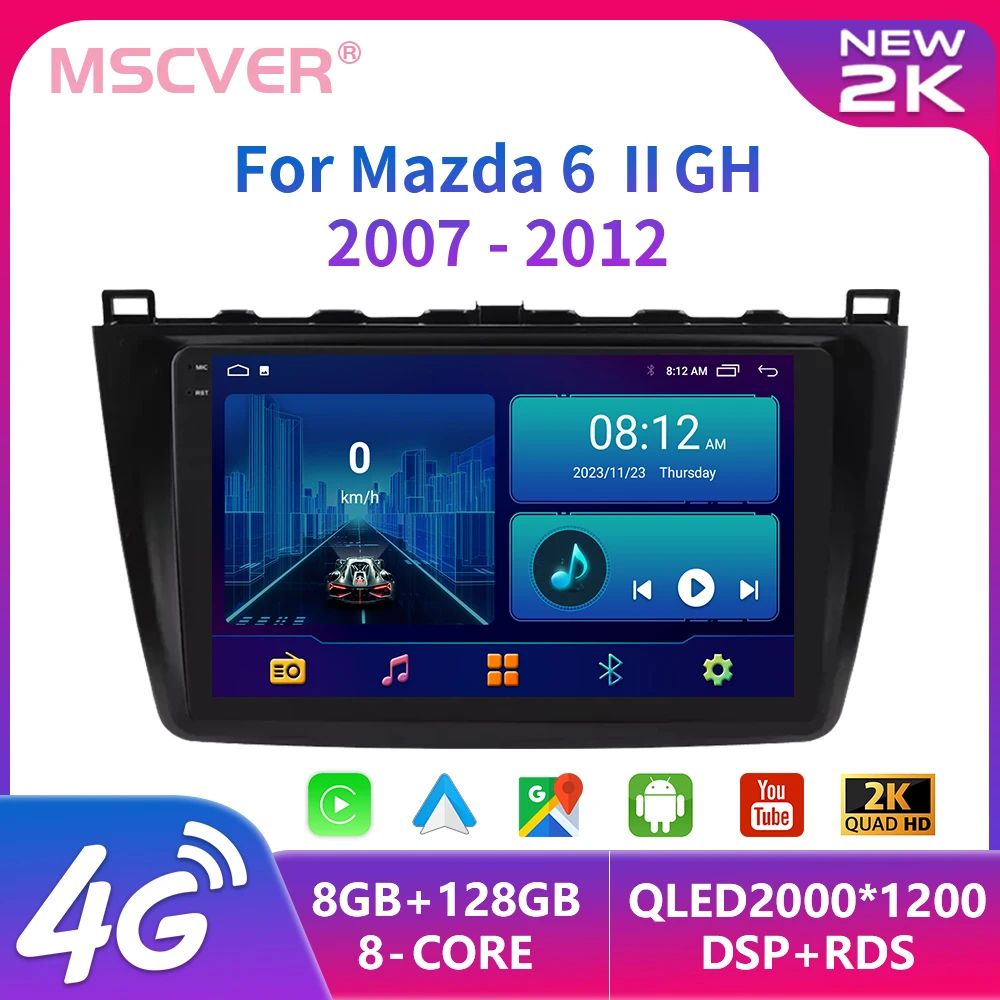 

2Din Android13 for Mazda 6 GH 2007 - 2012 Car Radio Stereo Multimedia Video Player Navigation Autoradio Wireless Carplay WIFI 4G