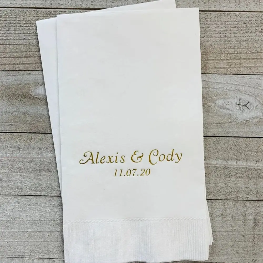 

50 Personalized Hand Guest Towels Paper Dinner Napkins Wedding Favors Hostess Gift Party Engagement Monogram Birthday Bar Bat Mi