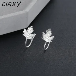 CIAXY Silver Color Maple Leaf Ear Bone Clip Female Tree Leaf No Pierced Earrings Korean Small Fresh Jewelry