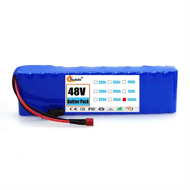 13S2P 48V 100000mAh 100Ah Lithium-ion Battery Pack with 250W 350W 500W 750W 1000W BMS And a complimentary 54.6V charger