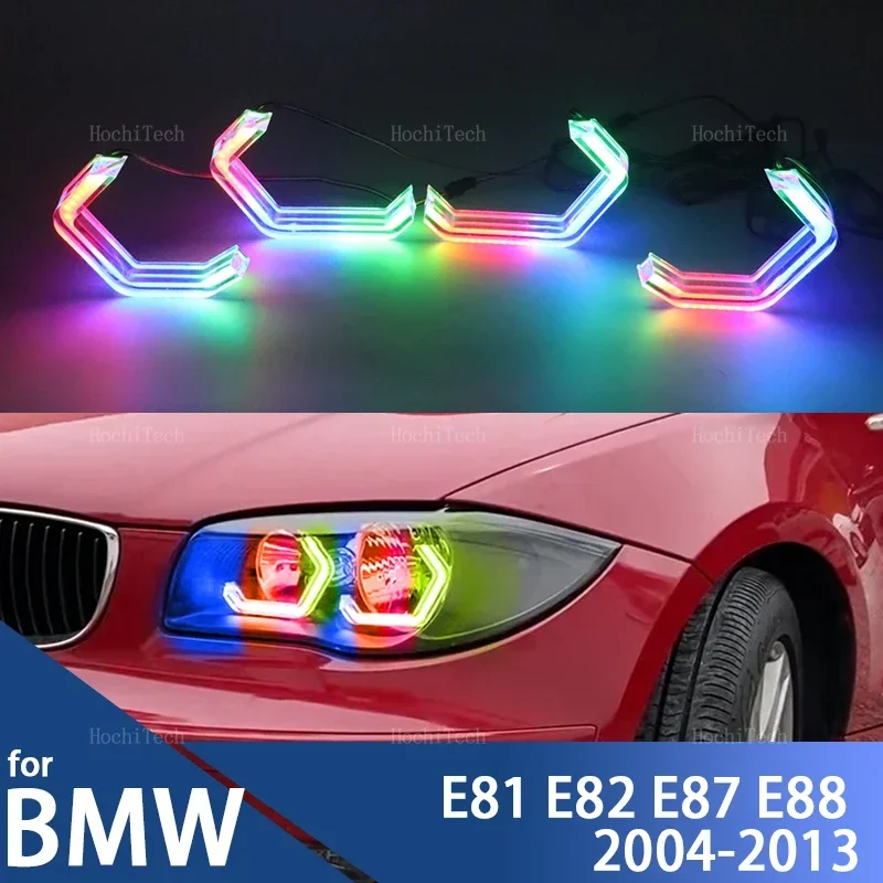 

Для BMW 1 серии E81 E82 E87 E88 2004-2013 RGB цветной динамический свет Angel Eyes кольца светодиодные управления через приложение DRL указатель поворота