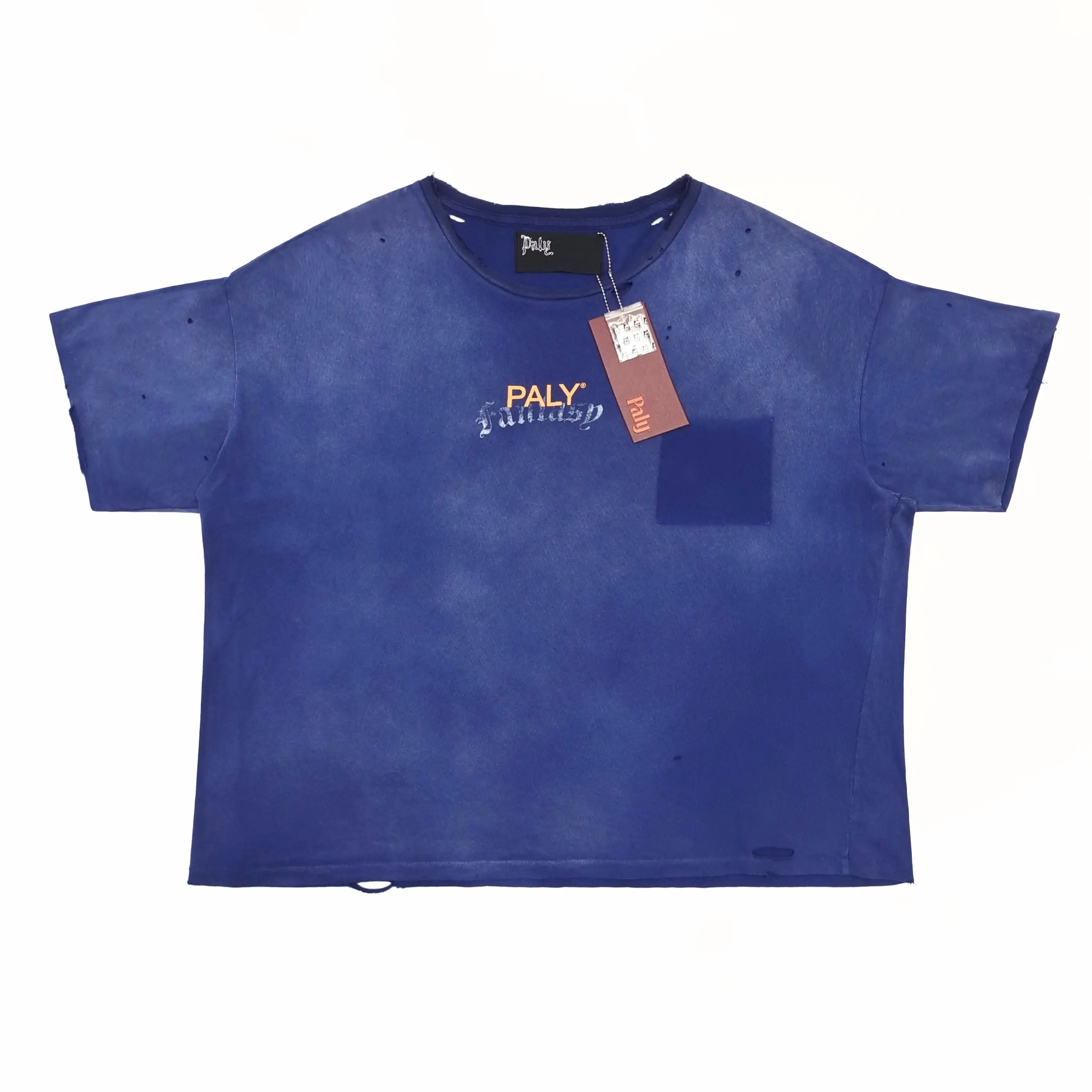 Paly Hollywood alphabet short sleeve washed old hole Tee