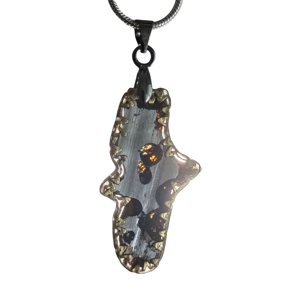 

2.7g Brenham Olive Meteorite manual Pendant Olive Meteorite Natural Olive Meteorite Necklace Pendant Specimen Collection- TB243