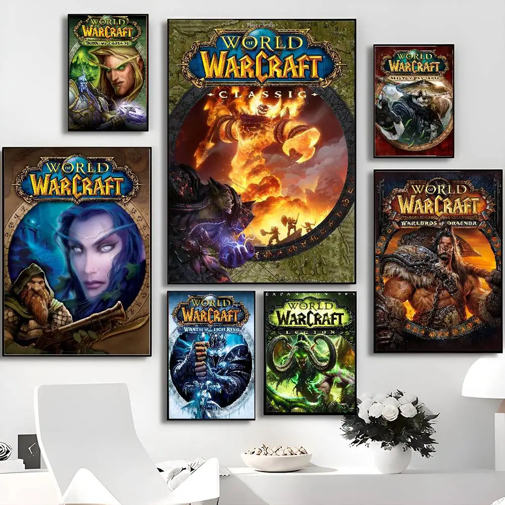Videospiel World Of Warcraft Anime Anime Poster Sticky HD Qualität Wandkunst Retro Poster für Zuhause Zimmer Wanddekoration