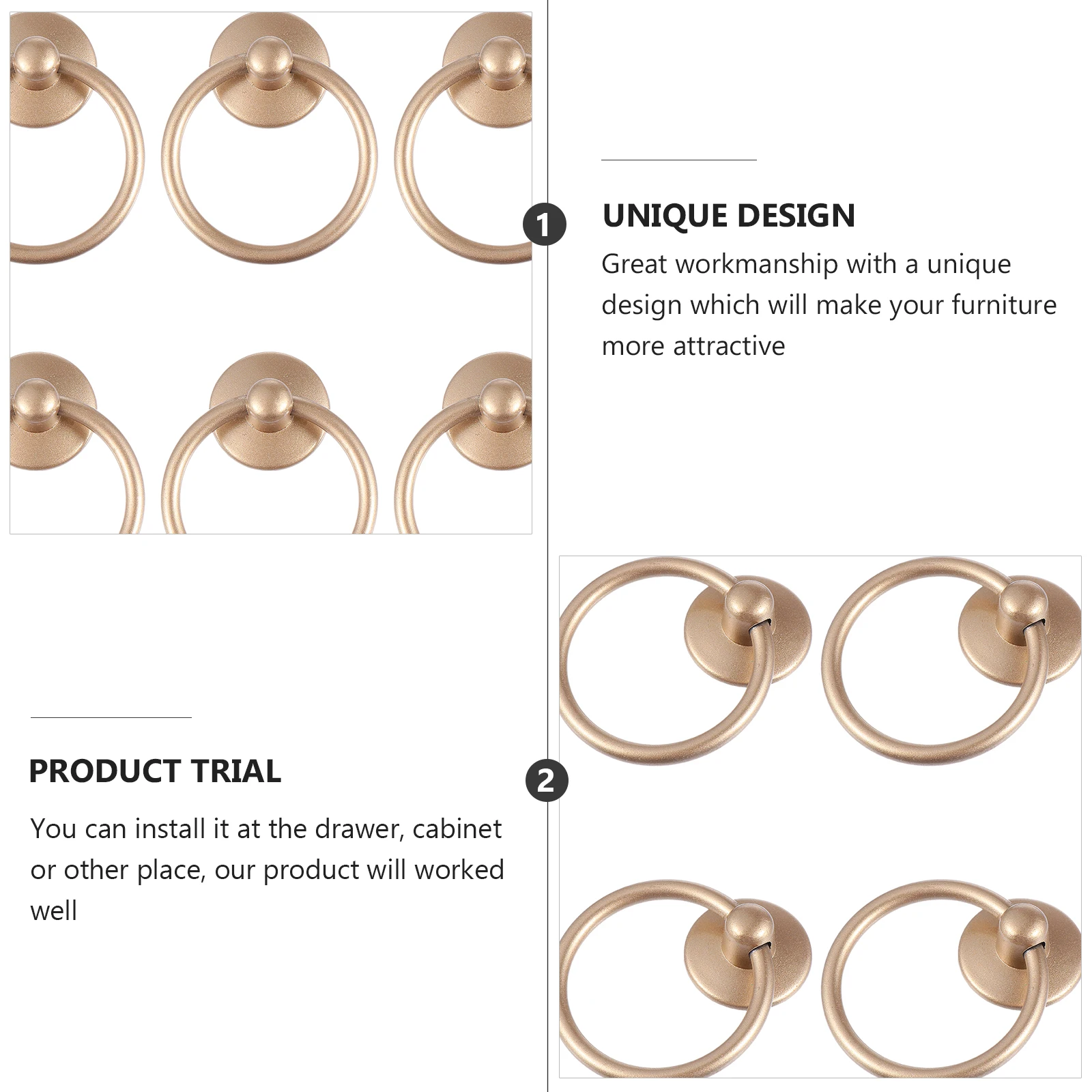 

6Pcs Black Pull H for Drawer Cabinet Furniture Zinc Alloy Durable Easy Install Home Decor Door Knob Hardware