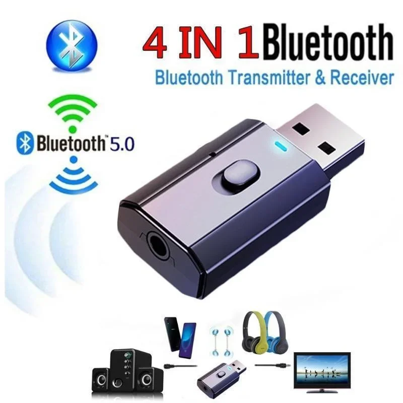 

5.0 Bluetooth Adapter USB Wireless Bluetooth Transmitter Receiver Music Audio for PC TV Car Hands-free 3.5mm AUX Adapter
