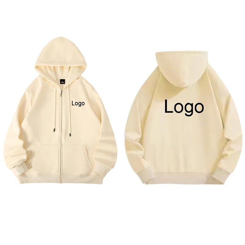 Tailor Made 60% Cotton Zipper Hoodies Men Fashion Customized Printed Long Sleeve Zip Up Sweatshirts Women Casual DIY Pullovers view 5
