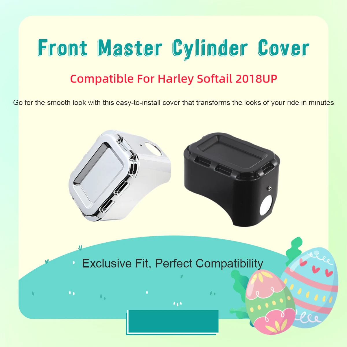 Black Chrome Aluminum Front Brake Master Cylinder Cover For Harley 2018-2025 Softail Street Bob Breakout Fat Boy Low Rider