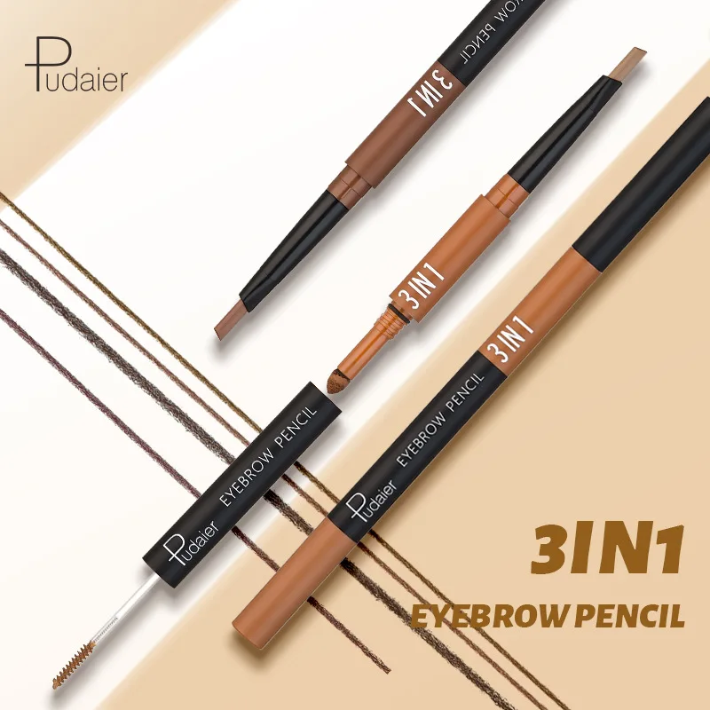 3-in-1 Double Head Triangle Eyebrow Pencil Waterproof natural Long Lasting Eyebrow Cream Eyebrow Powder 6 color Eyebrow pencil