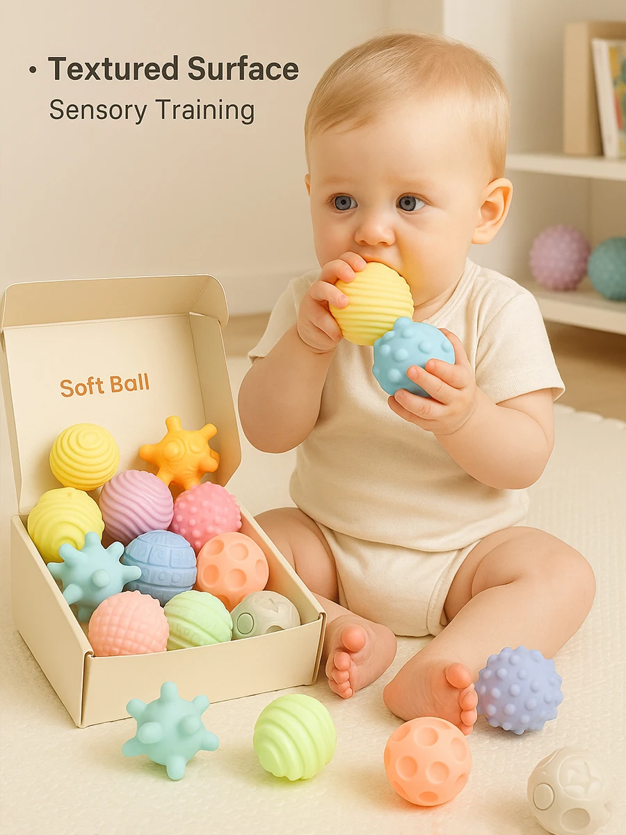 6 Stück Baby-Sensorikball, Baby-Beißspielzeug, Montessori-Frühkindliche Bildung, Baby-Wasserspielzeugball, Massageball