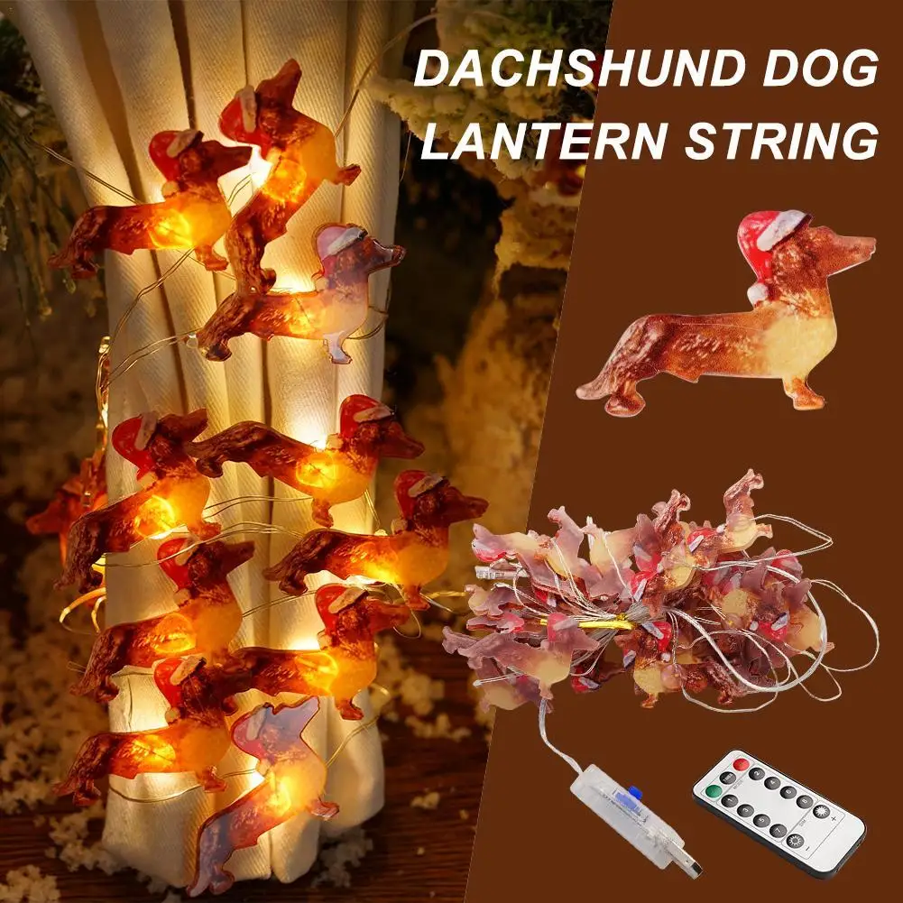 Bassotto String Lights decorazione natalizia Puppy LED luci scintillanti 30 luci USB a batteria con telecomando