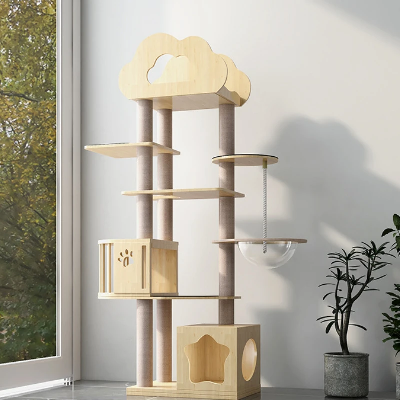 

New Solid Wood Cat Frame,large Cat Climbing Frame,nebula-shaped Cat Nest,multifunctional Cat Tree House,cat Scratch Toys