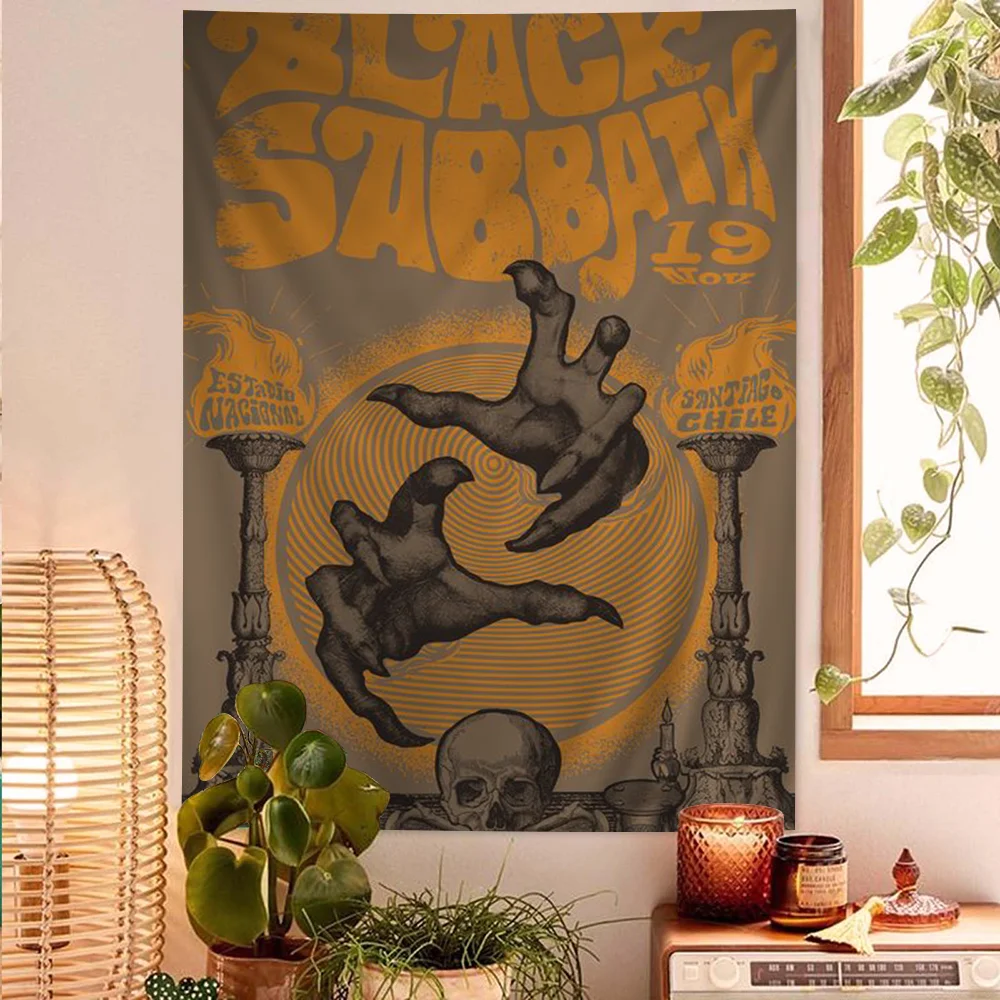 Black-Sabbath Rock Band Hanging Bohemian Tapestry Hanging Tarot Hippie Wall Rugs Dorm Wall Hanging Home Decor