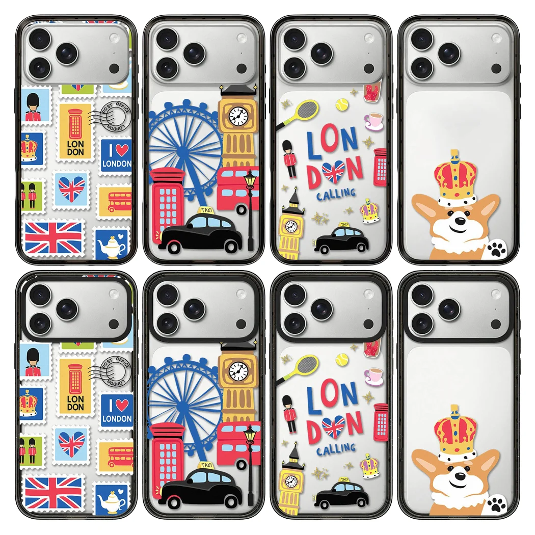 

London Compact / Impact Acrylic Black Border Magnetic Phone Cover for IPhone 12 13 14 15 16 17 Pro Max Case for IPhone 17 Air