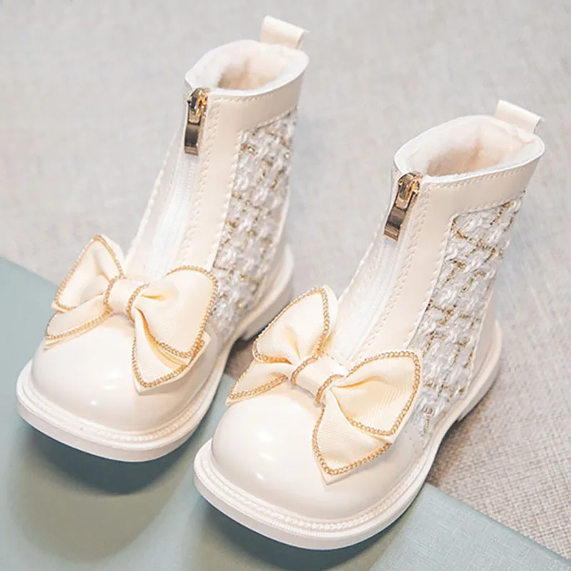 Winter Plush Boots For Girls Korean Style Trend Fashion Cotton Princess Shoes 2024 Trend Fashion Teenager Girl's Faux Fur Boots